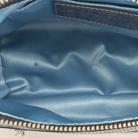 Coach Poppy Tartan Plaid Graffiti Blue Silver Shoulder Bag Wristlet - Picture 9 of 16